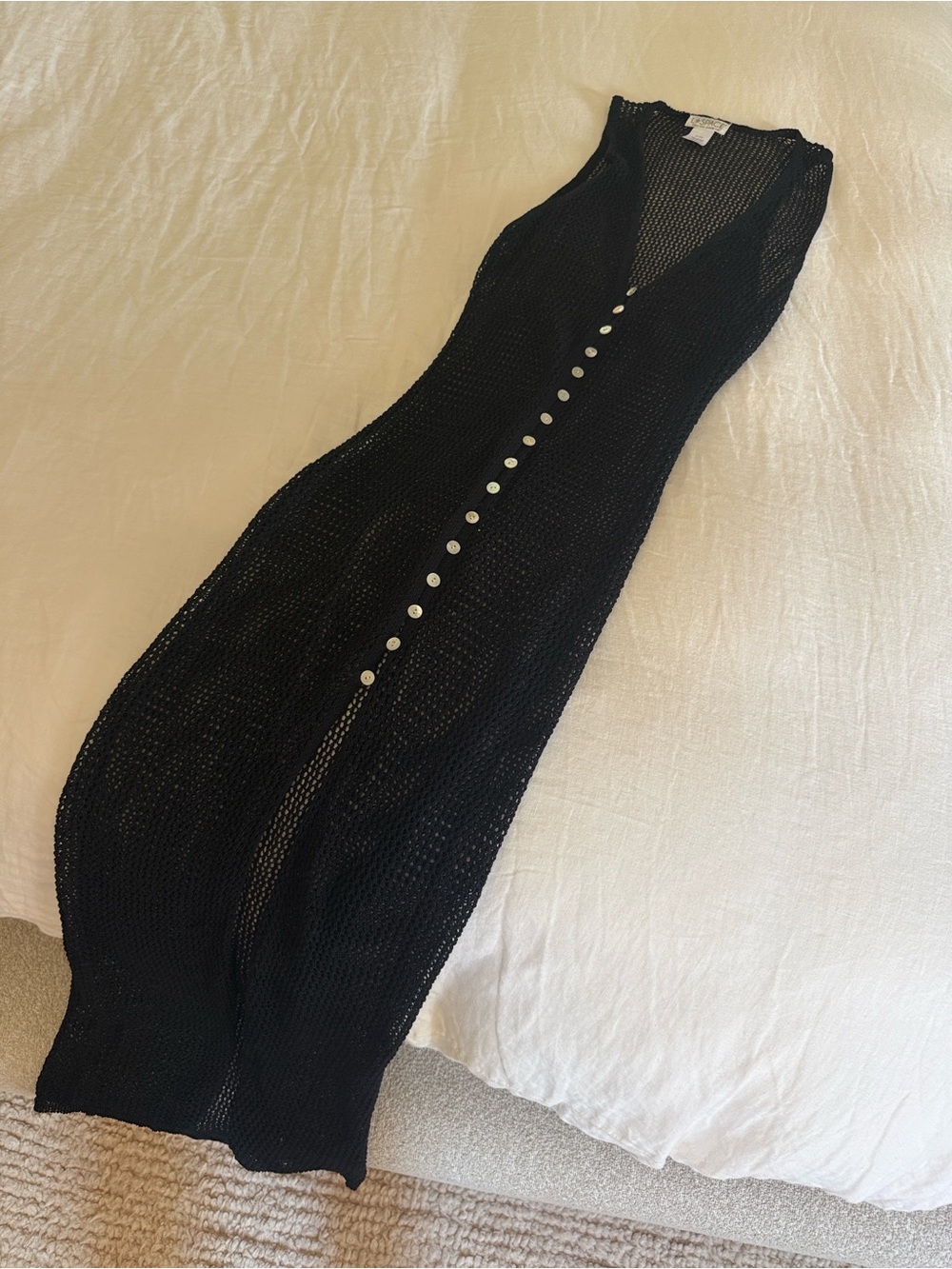 l*space Black Open-Knit Button-Front Cover-Up